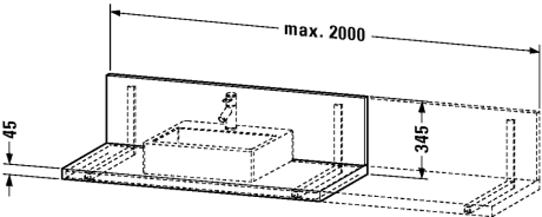 Slika od Delos Console + back panel for above counter basin and countertop basin