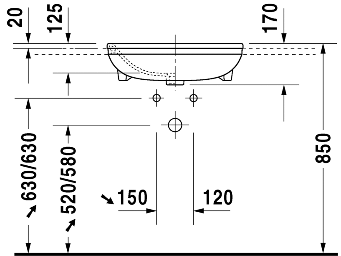 Slika od DuraStyle Semi-recessed washbasin 55