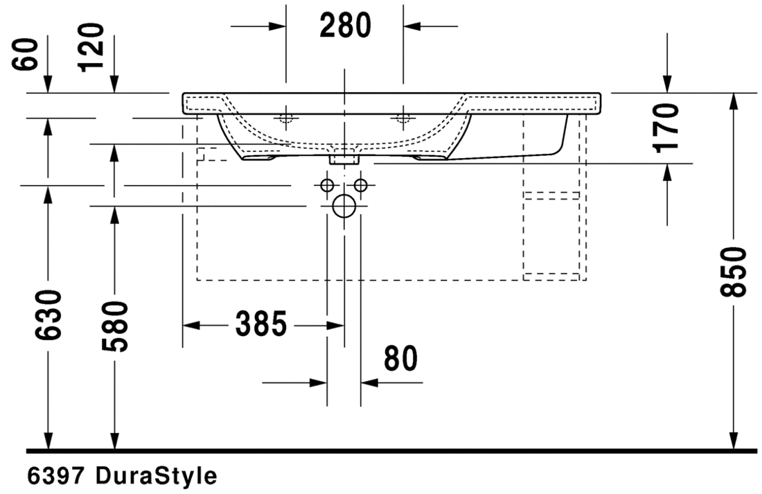 Slika od DuraStyle Washbasin, furniture washbasin asymmetric 100