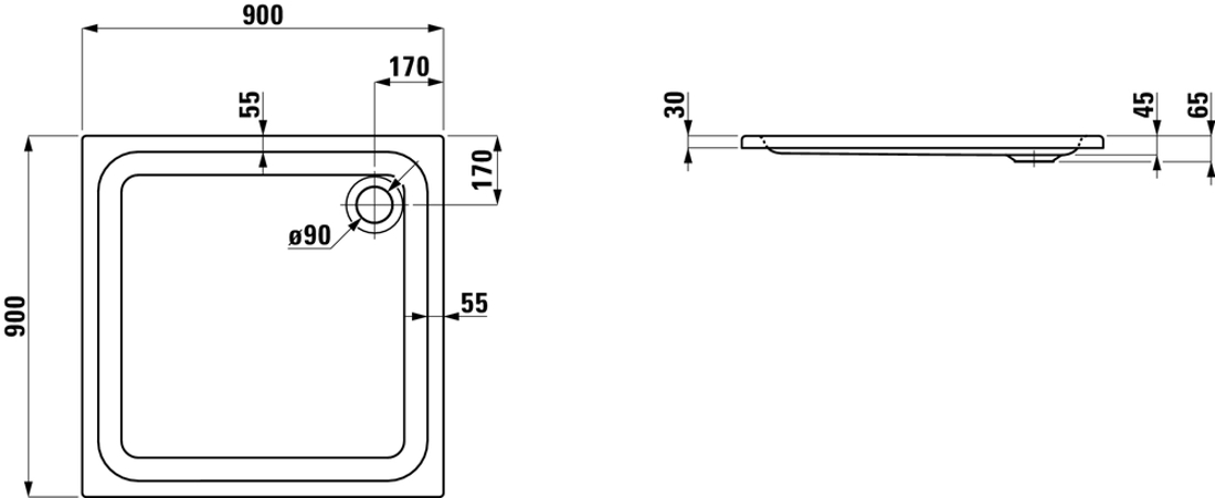 Slika od SOLUTIONS -90 tuš kadica bela