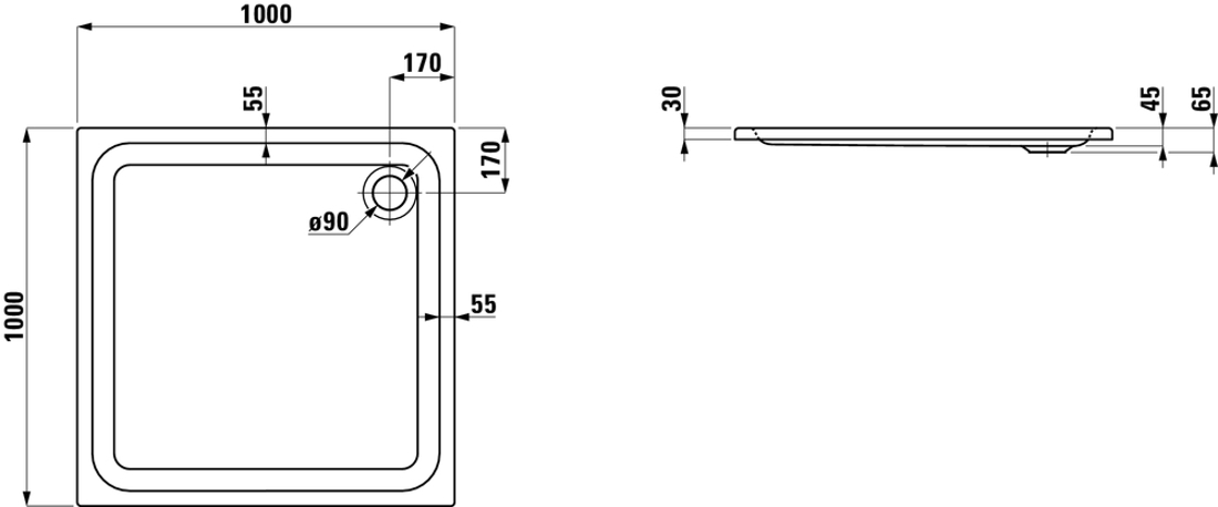 Slika od SOLUTIONS-100 tuš kadica bela