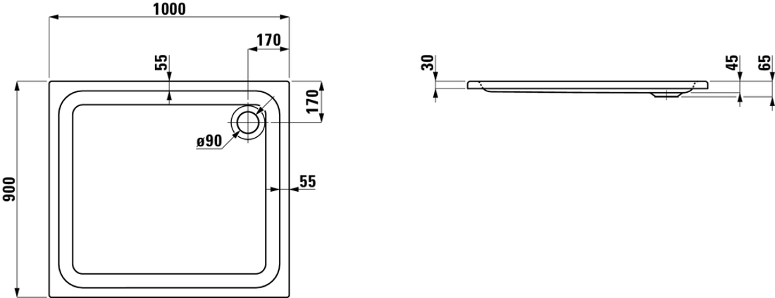 Slika od SOLUTIONS-100 tuš kadica bela