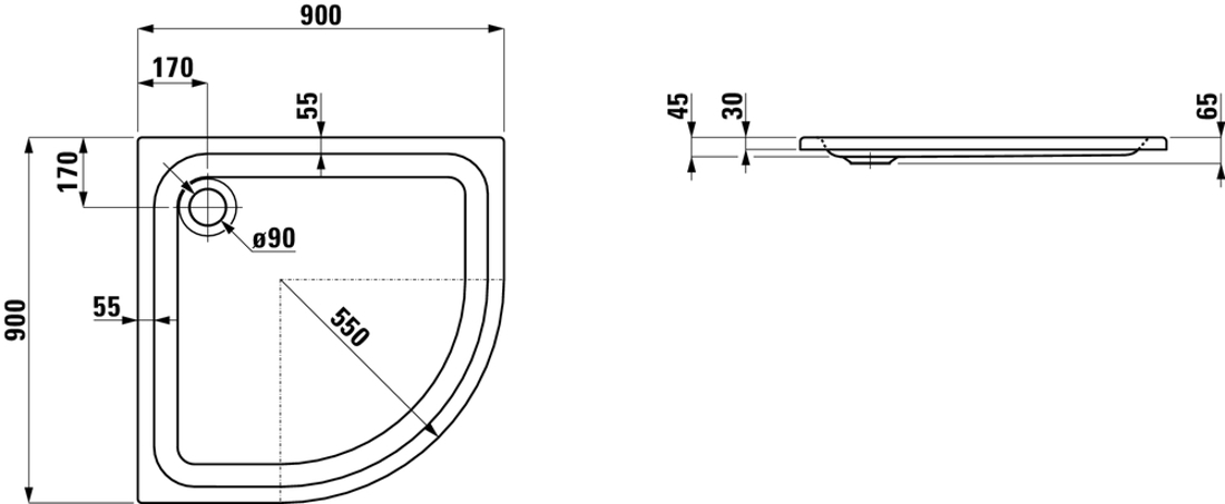 Slika od SOLUTIONS -90 tuš kadica bela