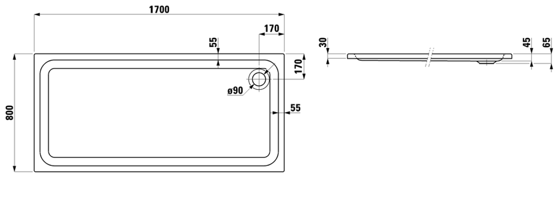 Slika od SOLUTIONS-170 tuš kadica bela