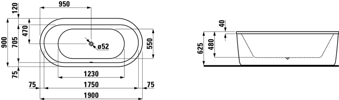 Slika od SOLUTIONS-190 ovalna samostojeća kada