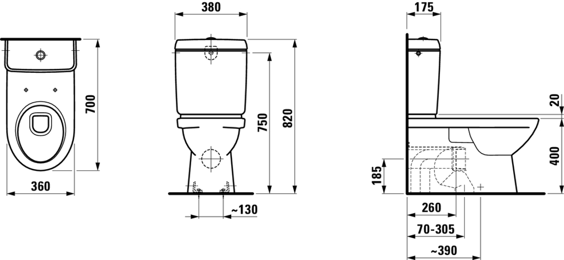 Slika od MODERNA R wc monoblok dvojni odvod