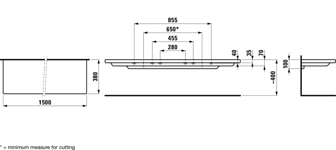 Slika od LIVING SQUARE keramička polica 1500x380mm