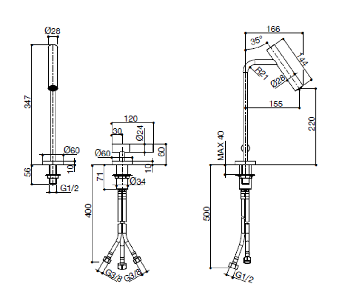 Slika od CILINDRO HIDROPROGRESIVNI SET ZA LAVABO h 22 cm