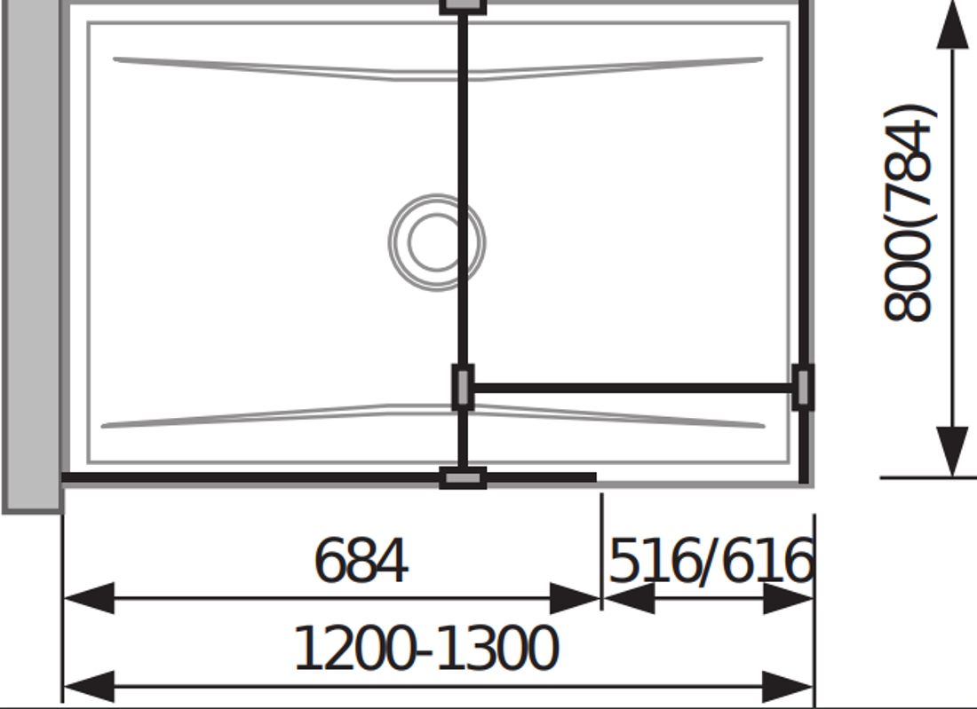 Slika od PURE WALK IN TUŠ PREGRADA ZA KABINU  120X80CM 130X80CM