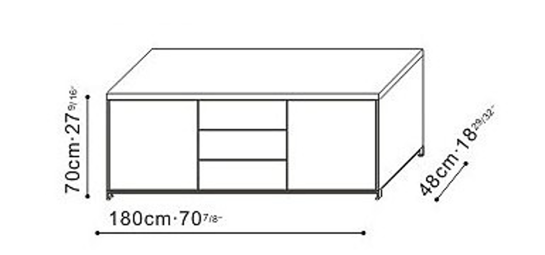 Slika od MAX KOMODA 180X48XH70 CM (BRAON ORAH)