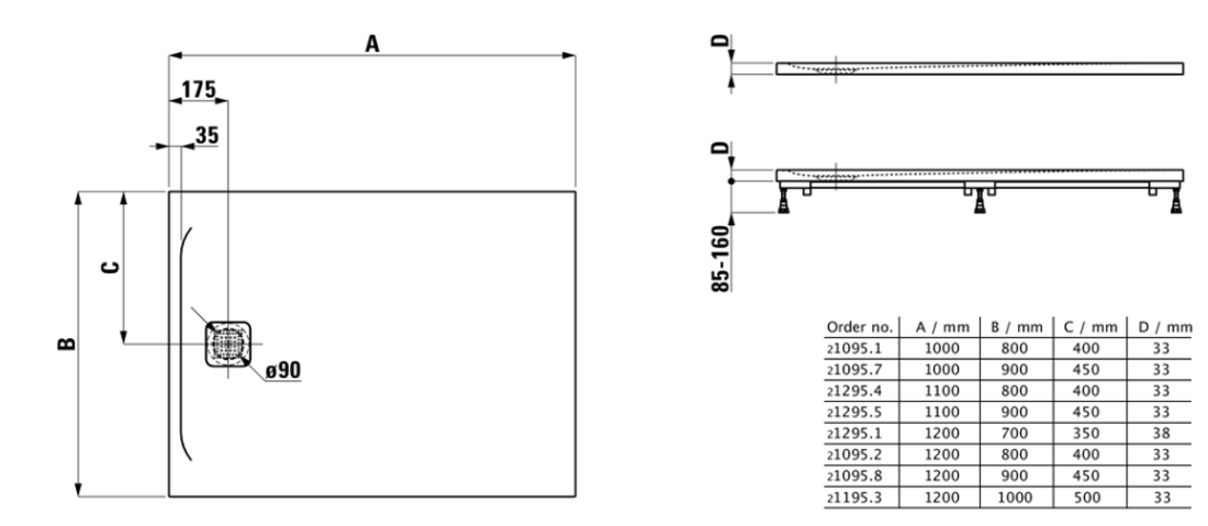 Slika od Laufen PRO 1400x800x42mm tuš kadica bela