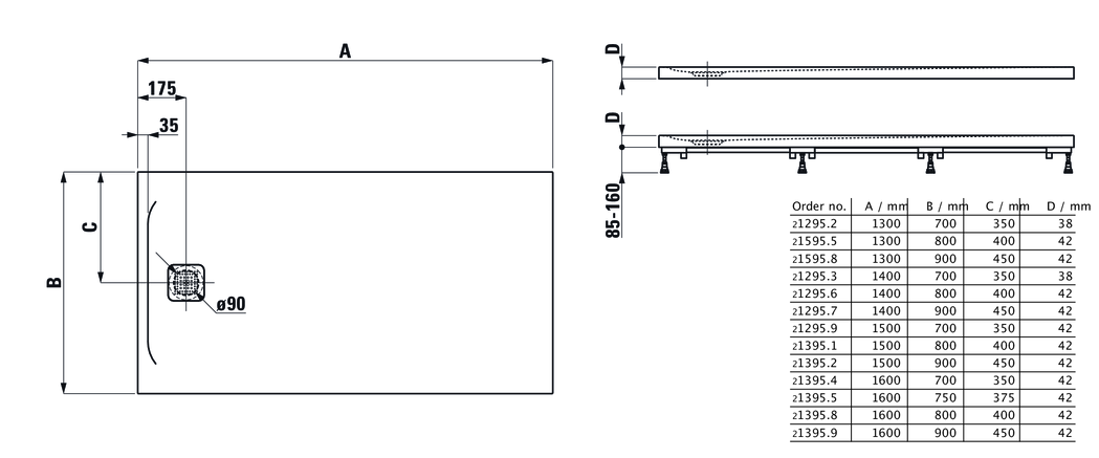 Slika od Laufen PRO 1400x900x42mm tuš kadica bela