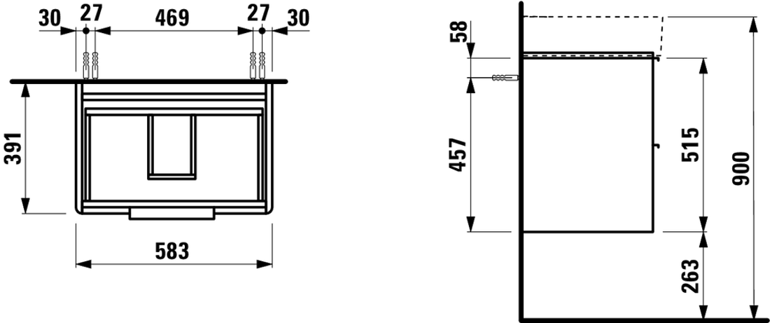 Slika od BASE ormarić 585 x 390 x 530 mm sa 2 fioke white glossy