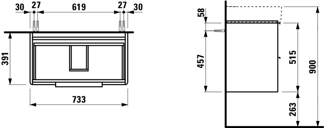 Slika od BASE ormarić 735 x 390 x 530 mm sa 2 fioke white glossy