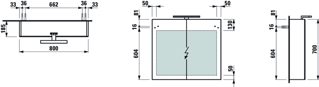 Slika od BASE ormarić sa ogledalom i LED rasvetom 80x70cm dark elm