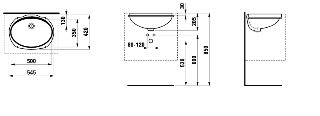 Slika od SAVOY LAVABO UGRADNI 500 x 350 x 205 mm