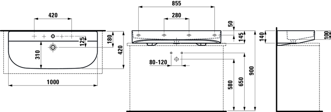 Slika od SONAR UMIVAONIK 100 x 42cm ravno dno