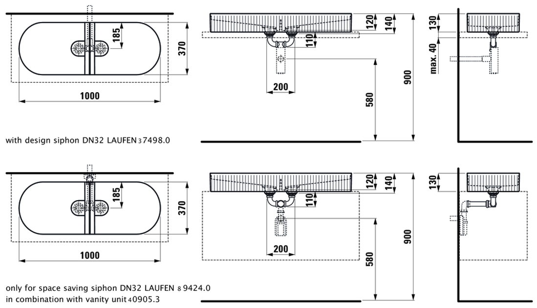 Slika od SONAR UMIVAONIK SA RELJEFNOM DEKORACIJOM 100x37cm