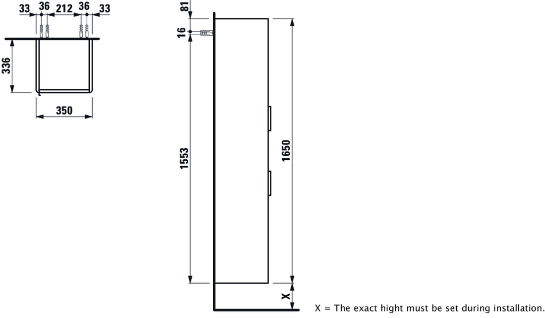 Slika od BASE VISOKA KOMODA 350 x 335 x 1650 mm DESNA