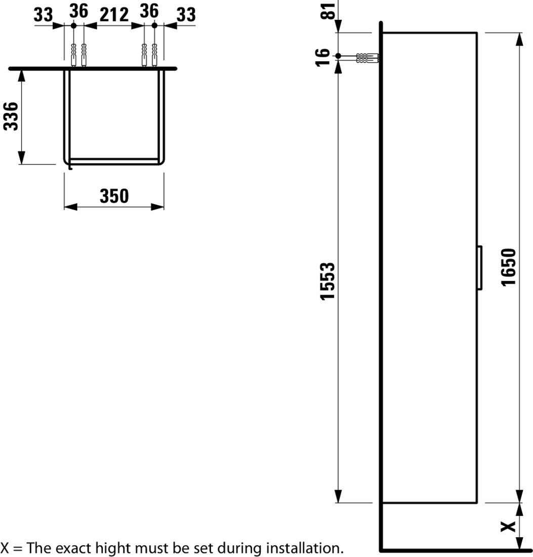 Slika od BASE VISOKA KOMODA DESNA 350 x 335 x 1650 mm