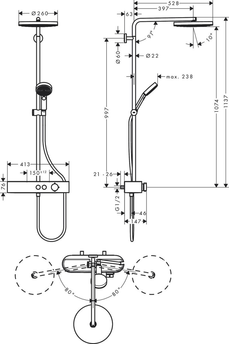 Slika od Pulsify Showerpipe 260 1jet sa ShowerTablet Select 400