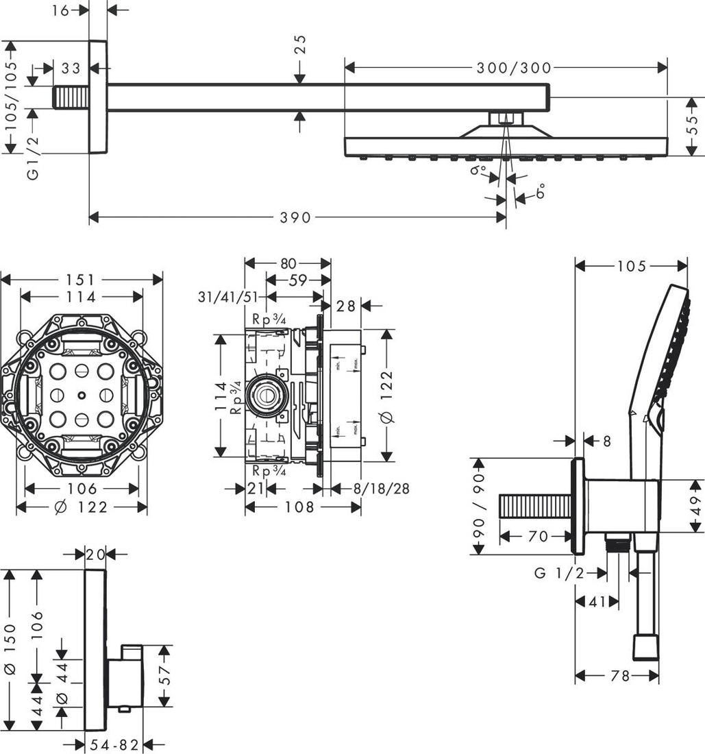 Slika od Raindance E Shower system 300 1jet with ShowerSelect Square