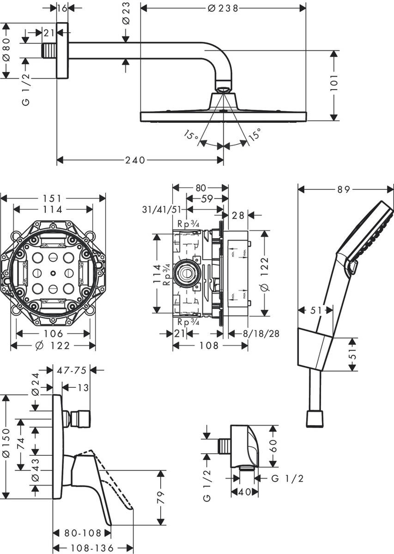 Slika od Crometta S Shower system 240 1jet with single lever mixer