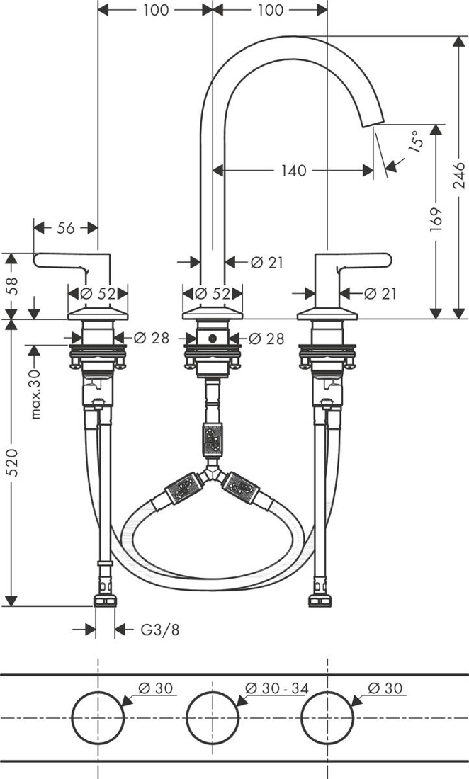 Slika od Axor One 170 sa 3 rupe