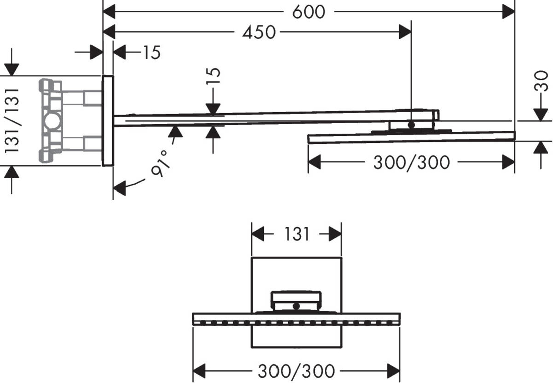 Slika od Axor Shower 300/300 2jet sa zidnim konektorom hrom
