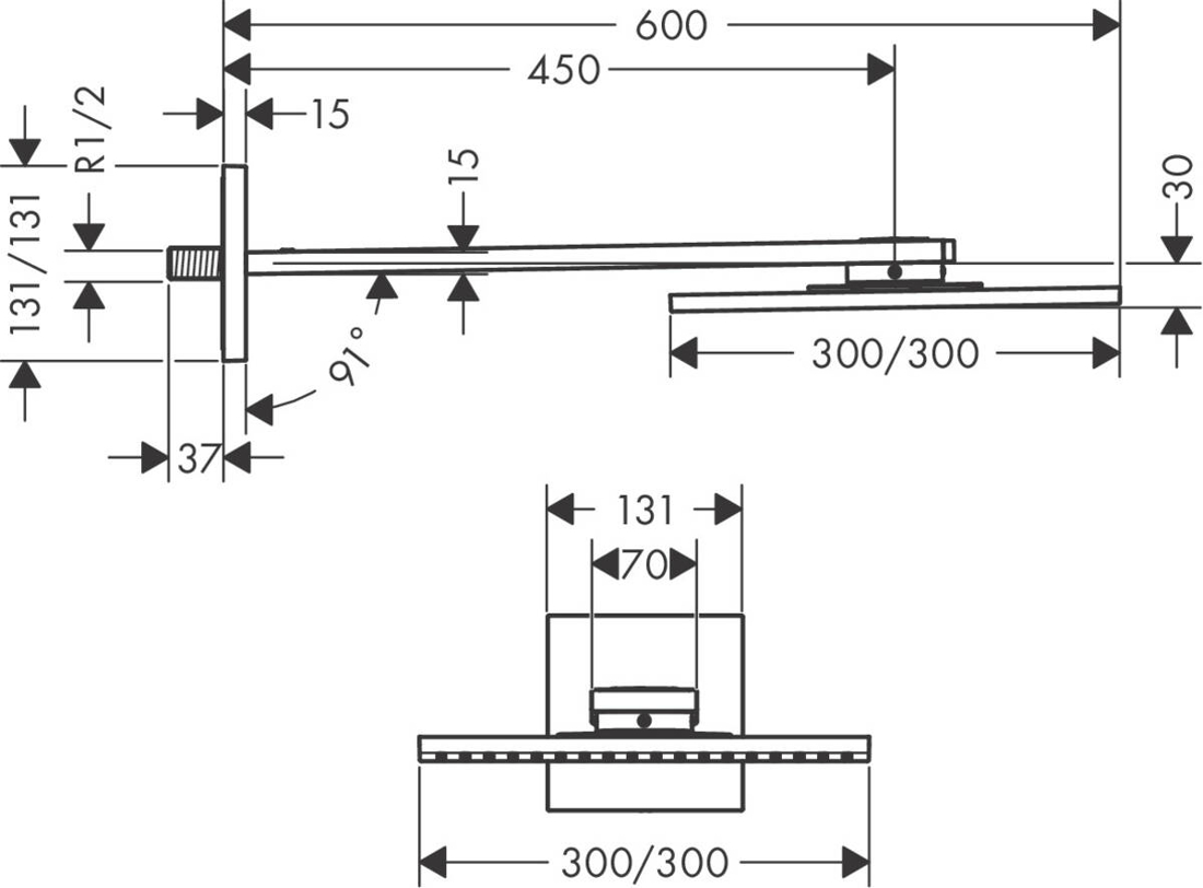 Slika od Axor ShowerSolutions 300/300 1jet sa držačem glave tuša hrom