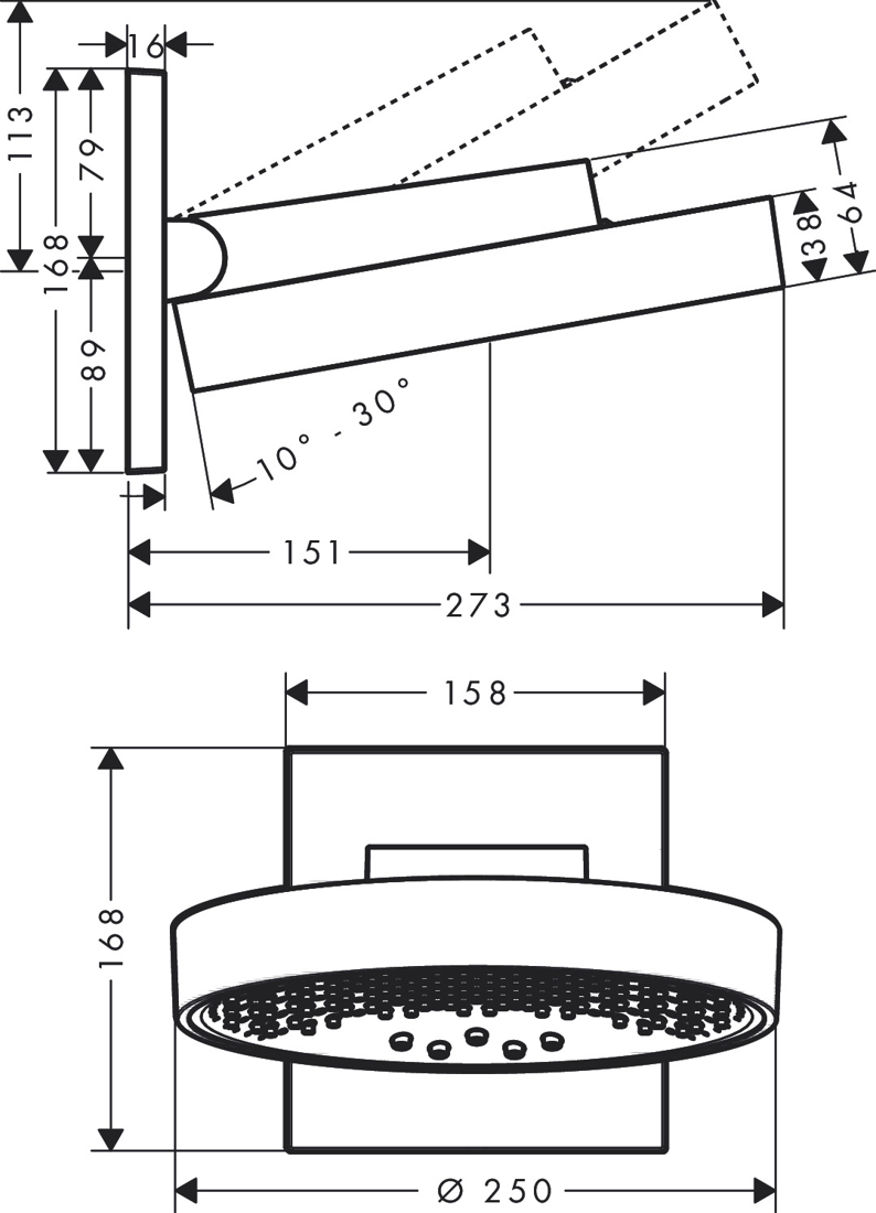Slika od Rainfinity Overhead shower 250 3jet sa zidnom konekcijom hrom
