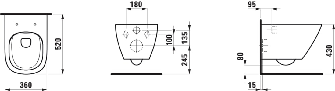 Slika od LAUFEN LUA KONZOLNA WC ŠOLJA RIMLESS 520X360 MM